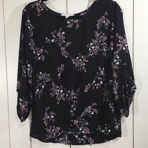 Pink Republic EUC SZL Floral Peasant blouse.
